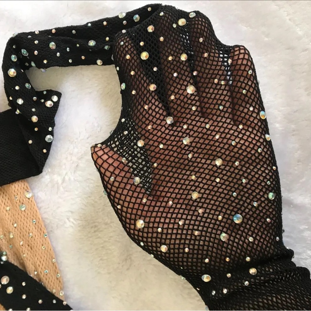 Sparkling Rhinestone Fishnet Stockings/Tights - Picture 4 of 10